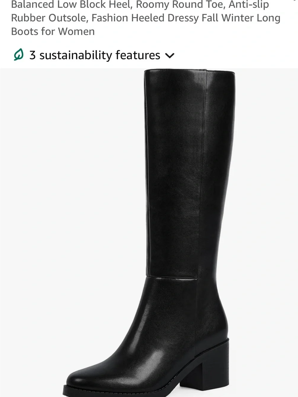Classic Black Knee-High Block Heel Boots - Women's